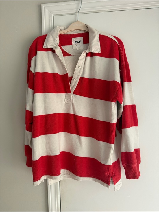 aerie Tops - aerie Red & White Striped Rugby Polo